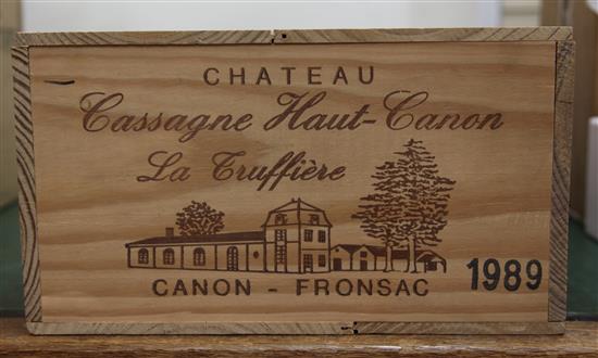 Twelve bottles of Chateau Cassagne Haut-Canon La Truffiere, 1989,